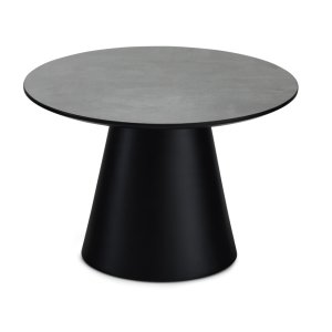 Tango soffbord, runt - antracitgr marmorlook melamin och svart faner (60)