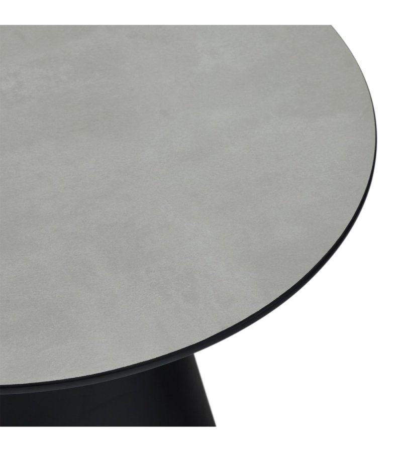 Tango sofabord, rund - lysegr marmorlook melamin og sort finér (60)