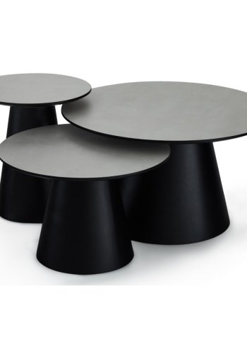 Tango sofabord, rund - lysegr marmorlook melamin og sort finér (60)