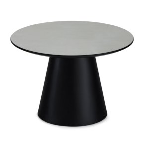 Tango soffbord, runt - ljusgr marmorlook melamin och svart faner (60)