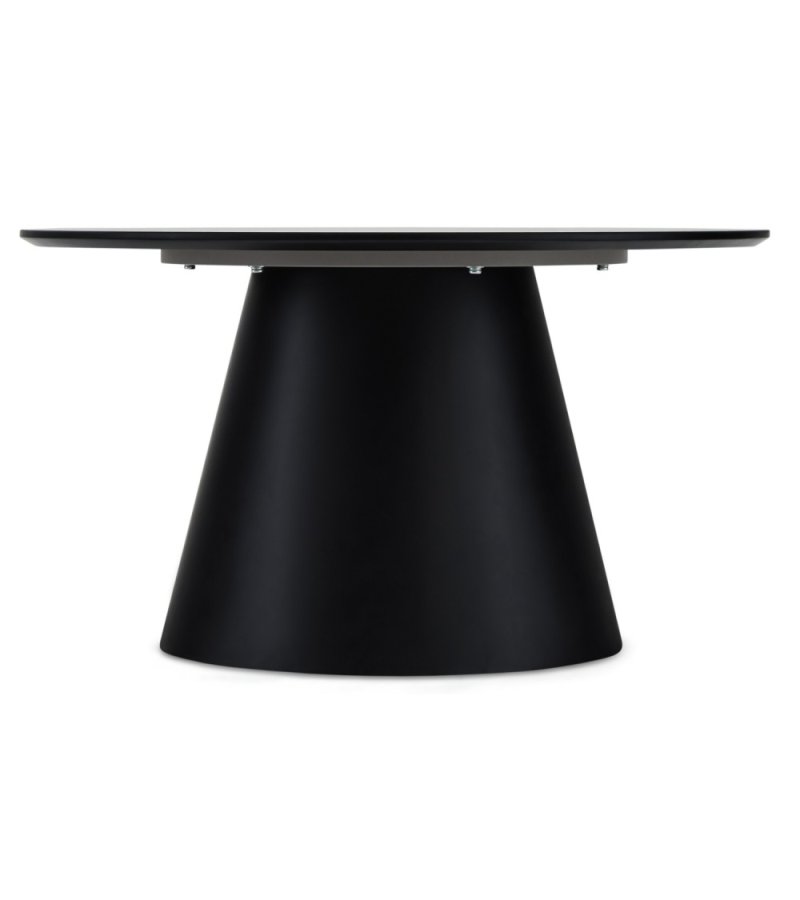 Tango sofabord, rund - lysegr marmorlook melamin og sort finér (80)