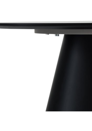 Tango sofabord, rund - lysegr marmorlook melamin og sort finér (80)