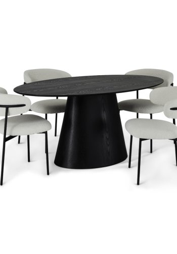 Tango spisebord, oval - sort egefinér (90x160)