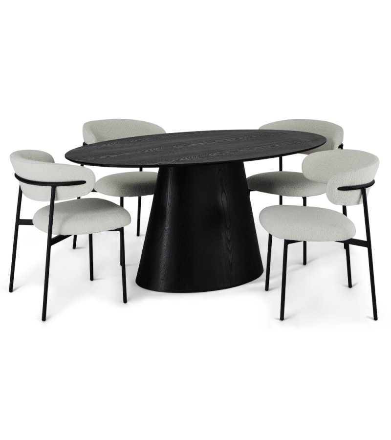 Tango spisebord, oval - sort egefinér (90x160)