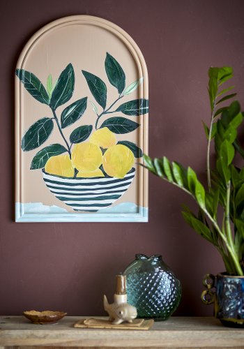 CREATIVE COLLECTION Limone Illustration mit Rahmen, Gelb, MDF (L33xH51xB2 cm)