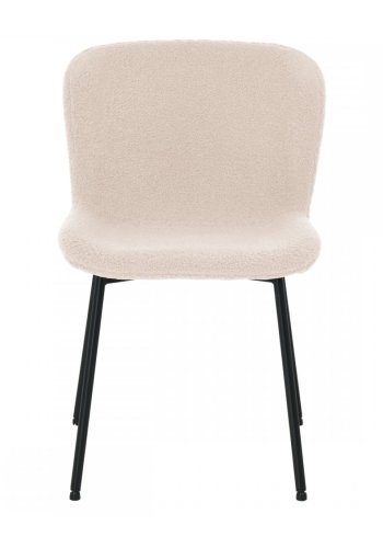 Teddy spisebordsstol - beige bouclé stof og sort metal