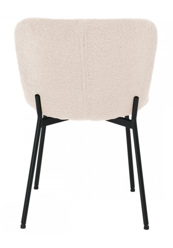 Teddy spisebordsstol - beige bouclé stof og sort metal