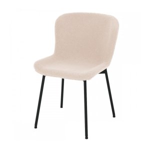 Teddy spisebordsstol - beige bouclé stof og sort metal