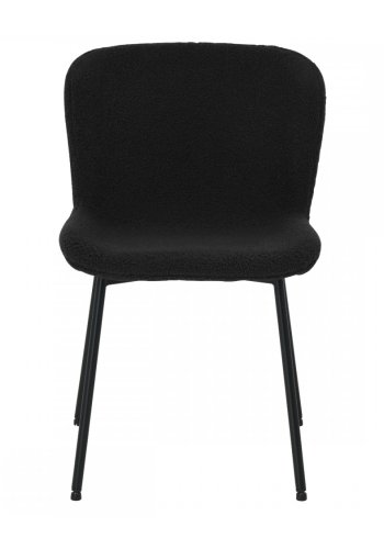 Teddy spisebordsstol - sort bouclé stof og sort metal