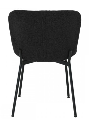 Teddy spisebordsstol - sort bouclé stof og sort metal