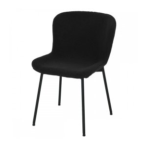 Teddy spisebordsstol - sort bouclé stof og sort metal