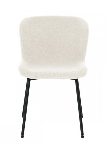 Teddy spisebordsstol - hvid bouclé stof og sort metal