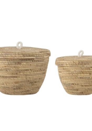 BLOOMINGVILLE Noi Korb, mit Deckel - natürliche Wasserhyazinthe (2er-Set)