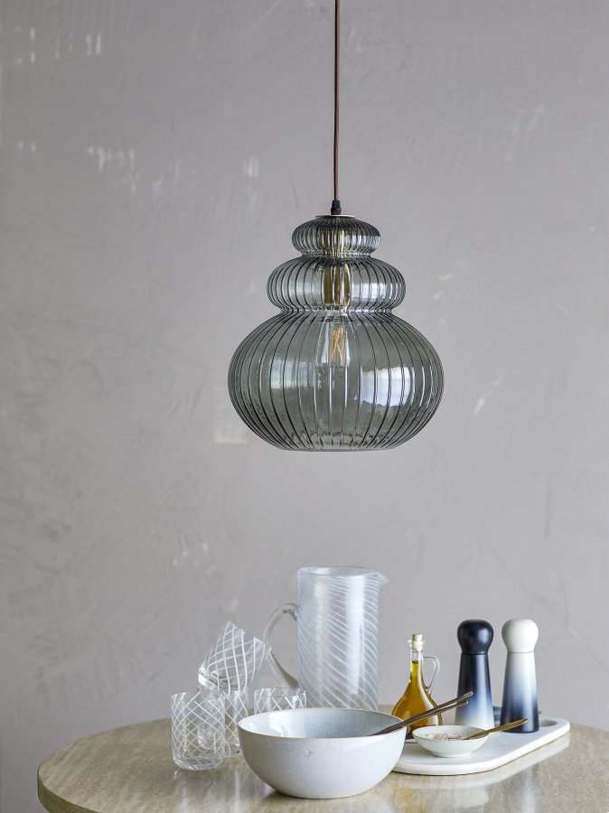 BLOOMINGVILLE Sybia Pendelleuchte, Grau, Glas (T31,5xH33 cm)