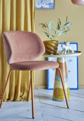 BLOOMINGVILLE Ponte spisestuestol - oransje resirkulert polyester og oransje metall