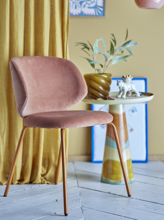 BLOOMINGVILLE Ponte spisestuestol - oransje resirkulert polyester og oransje metall