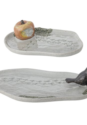 CREATIVE COLLECTION Bleak Serviertablett, Grau, Steingut (L22xH6xB14/L27xH6xB17 cm, 2er-Set)