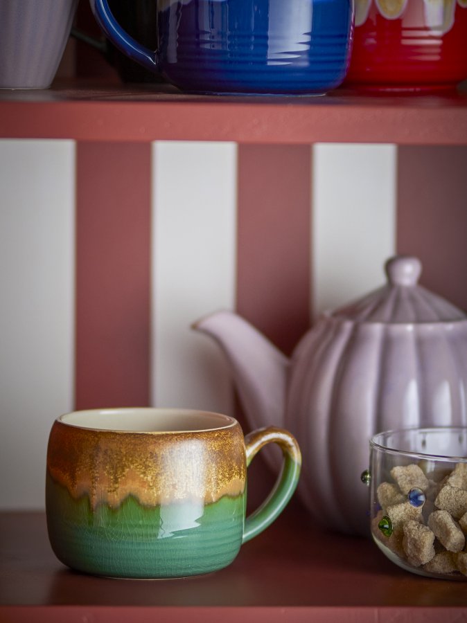 BLOOMINGVILLE Sheen Becher, Grn, Steingut (D10,5xH8 cm, 4er-Set)