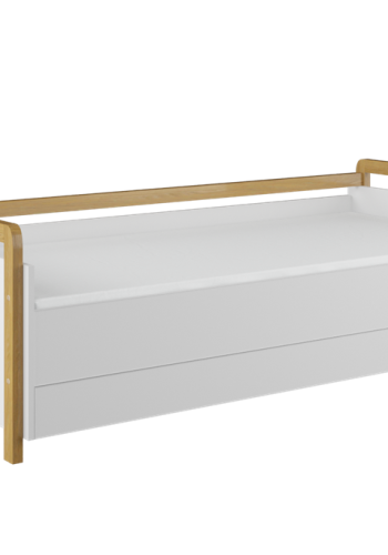 Victor sovesofa, inkl. lamellbunn og skuff, uten madrass - hvit laminat og naturlig eik (180x80)