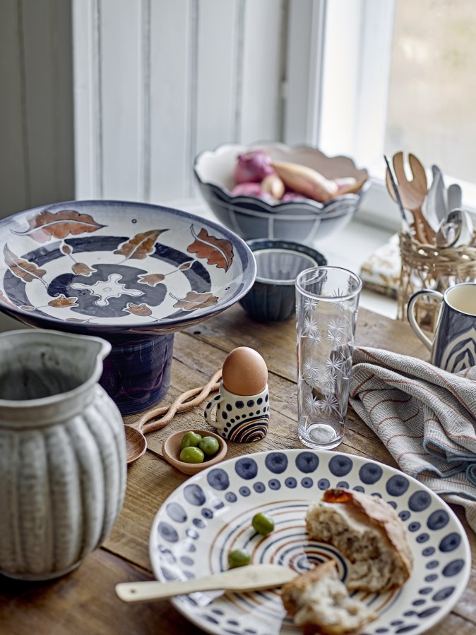 BLOOMINGVILLE Myrna Tafelaufsatz – blaues und braunes Steingut