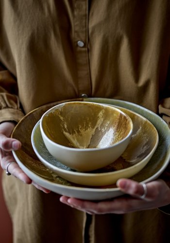 CREATIVE COLLECTION Lacey Schüssel, Gelb, Steingut (T15xH8 cm, 4er-Set)