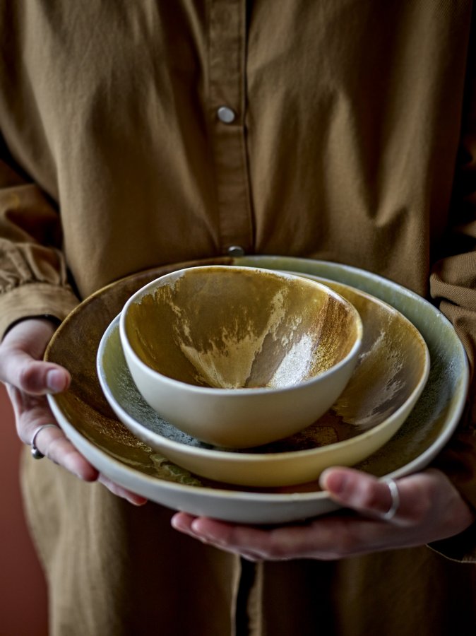 CREATIVE COLLECTION Lacey Schüssel, Gelb, Steingut (T15xH8 cm, 4er-Set)