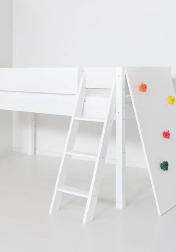 Manis-H Vilde Halvh�g s�ng med klassisk s�nggrind och kl�tterv�gg - 200 cm - 90x200