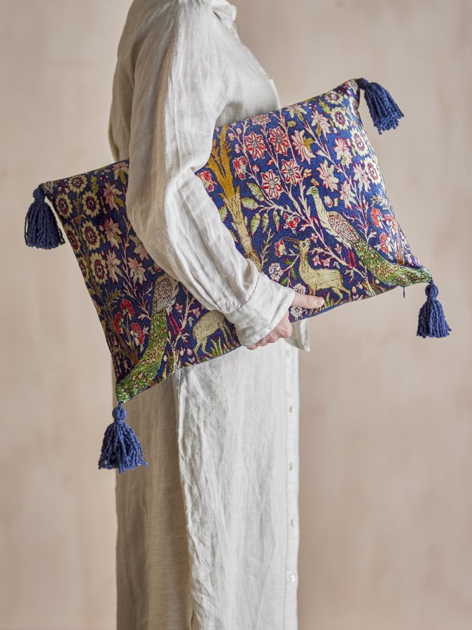 CREATIVE COLLECTION Adya Kissen, Blau, Viskose (L50xB35 cm)