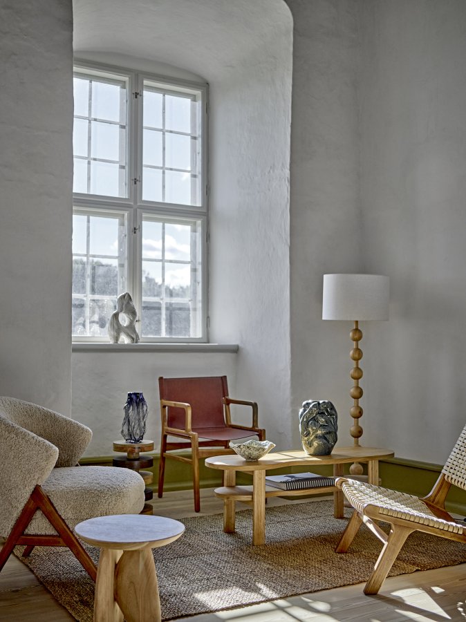 BLOOMINGVILLE Giacoma Stehleuchte, Natur, Gummibaumholz