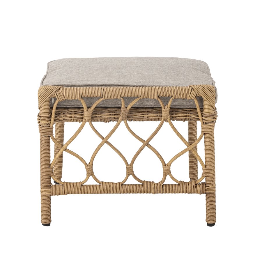 BLOOMINGVILLE Belluce Outdoor Loungesessel, mit Hocker, Armlehnen und Kissen – natürliches Polyrattan