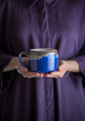 BLOOMINGVILLE Sheen Tasse, Blau, Steingut (D10,5xH8 cm, 4er-Set)