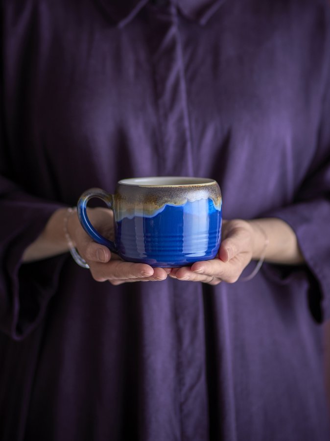 BLOOMINGVILLE Sheen Tasse, Blau, Steingut (D10,5xH8 cm, 4er-Set)