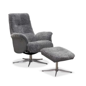 HAGA Ullrik lnestol - lysegr freskind/stof, m. drejefunktion, justerbar rygln, inkl. skammel