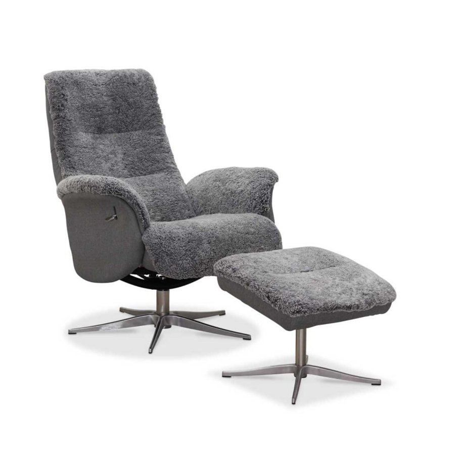 HAGA Ullrik lnestol - lysegr freskind/stof, m. drejefunktion, justerbar rygln, inkl. skammel