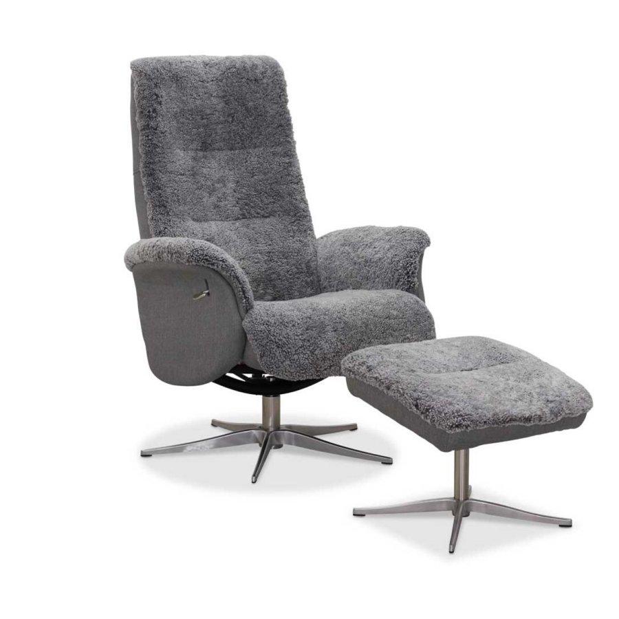 HAGA Ullrik lnestol - lysegr freskind/stof, m. drejefunktion, justerbar rygln, inkl. skammel