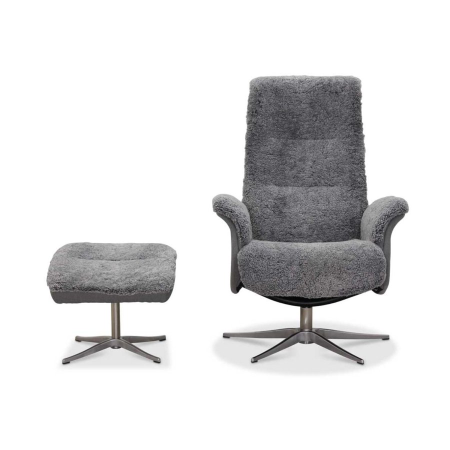 HAGA Ullrik lnestol - lysegr freskind/stof, m. drejefunktion, justerbar rygln, inkl. skammel