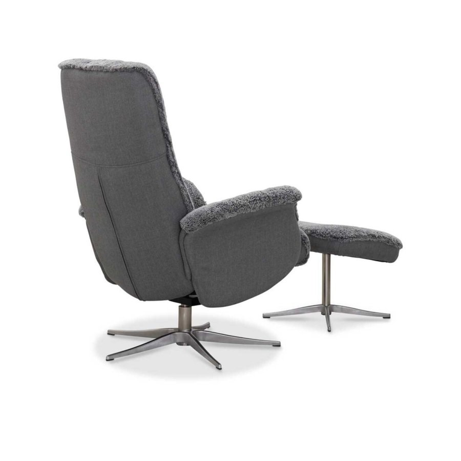 HAGA Ullrik lnestol - lysegr freskind/stof, m. drejefunktion, justerbar rygln, inkl. skammel