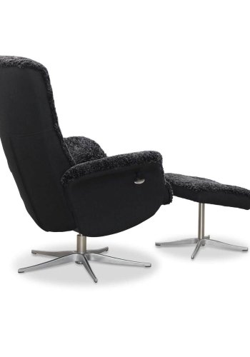 HAGA Ullrik lnestol - mrkegr freskind/stof, m. drejefunktion, justerbar rygln, inkl. skammel