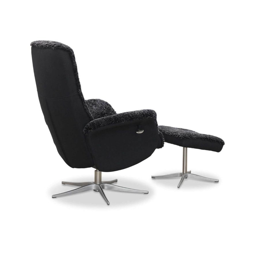 HAGA Ullrik lnestol - mrkegr freskind/stof, m. drejefunktion, justerbar rygln, inkl. skammel