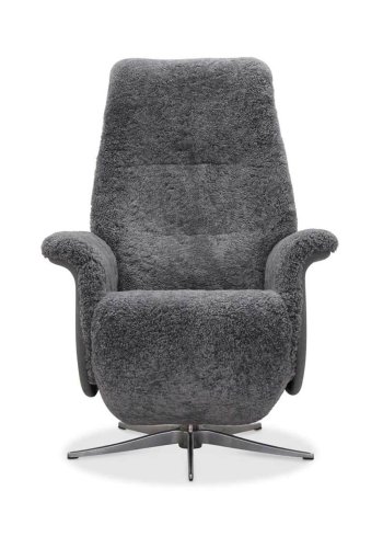 HAGA Ullrik lenestol - lysegr saueskinn/stoff, med svingfunksjon, justerbar rygg/fotsttte, med elektrisk