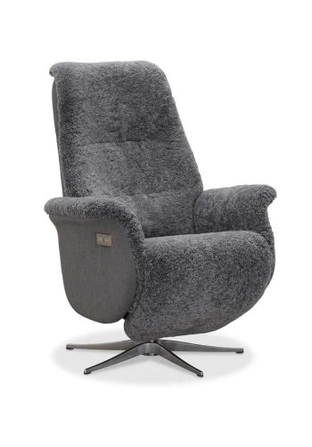 HAGA Ullrik lenestol - lysegr saueskinn/stoff, med svingfunksjon, justerbar rygg/fotsttte, med elektrisk