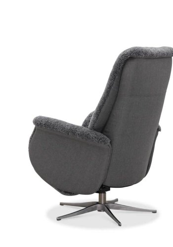 HAGA Ullrik lenestol - lysegr saueskinn/stoff, med svingfunksjon, justerbar rygg/fotsttte, med elektrisk