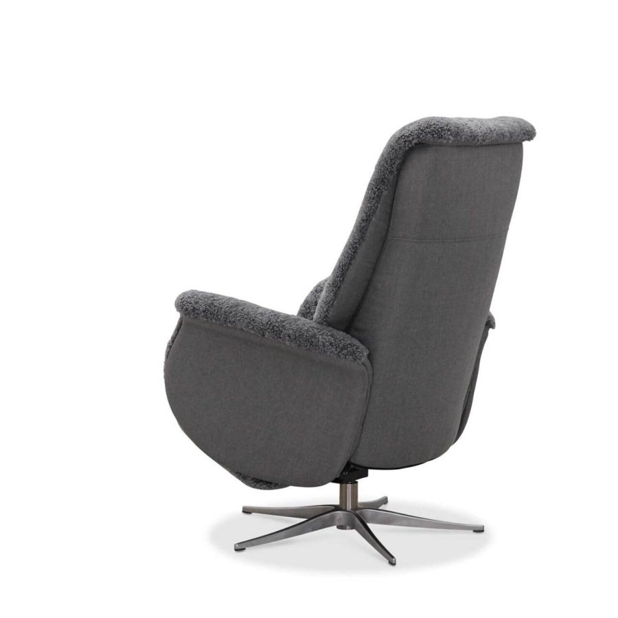 HAGA Ullrik lenestol - lysegr saueskinn/stoff, med svingfunksjon, justerbar rygg/fotsttte, med elektrisk