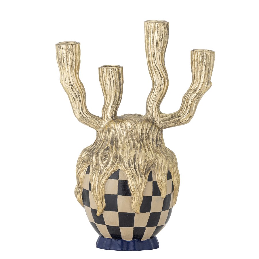 BLOOMINGVILLE Medusa lysestage - guld polyresin