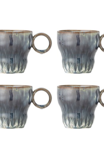 BLOOMINGVILLE Nigel Tasse, Blau, Steingut (T9xH9 cm, 4er-Set)