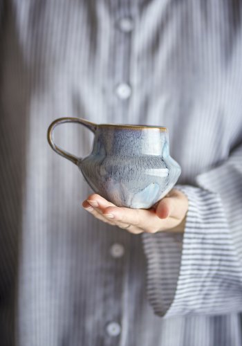 CREATIVE COLLECTION Bessie Becher, Blau, Steingut (D10xH9 cm, 4er-Set)