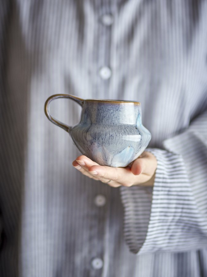 CREATIVE COLLECTION Bessie Becher, Blau, Steingut (D10xH9 cm, 4er-Set)