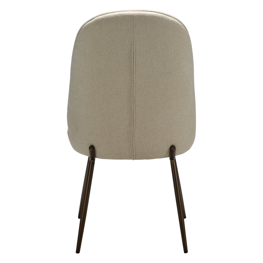 DANFORM Utopia Esszimmerstuhl, hohe Rückenlehne – matter Mandel-Bouclé-Stoff mit Glitzer und antikem Messingstahl