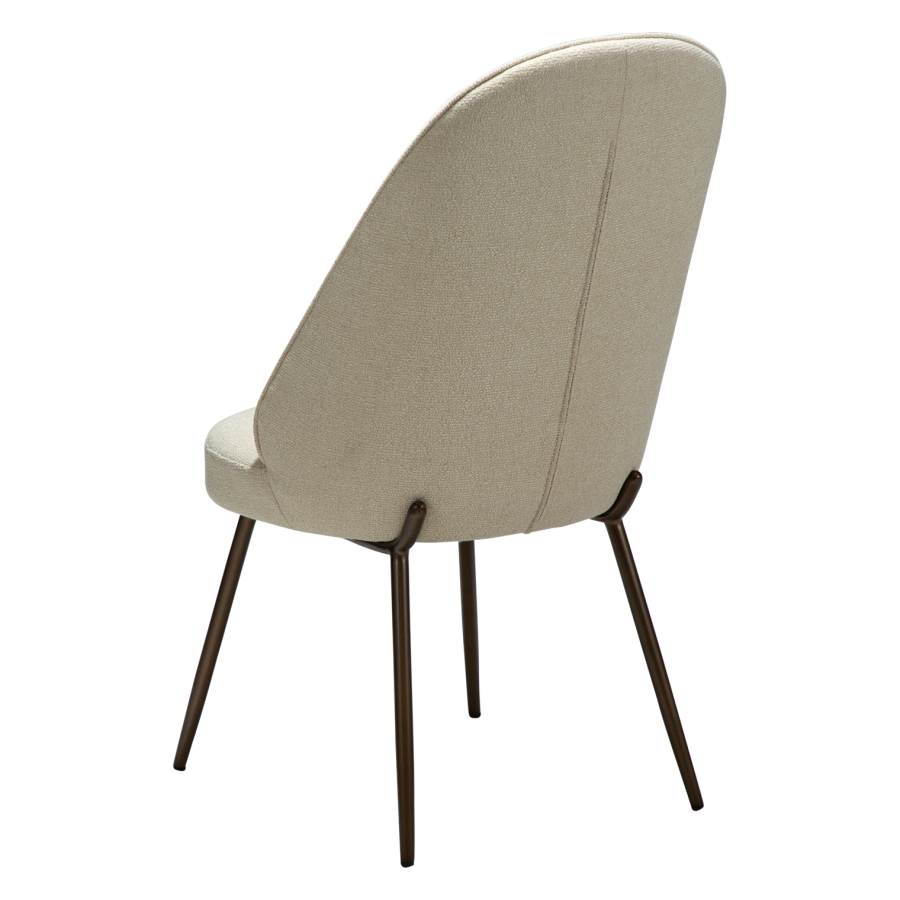 DANFORM Utopia Esszimmerstuhl, hohe Rückenlehne – matter Mandel-Bouclé-Stoff mit Glitzer und antikem Messingstahl