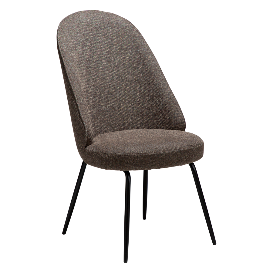 DANFORM Utopia Esszimmerstuhl, hohe Rückenlehne - Major brauner Bouclé-Stoff und schwarzer Stahl